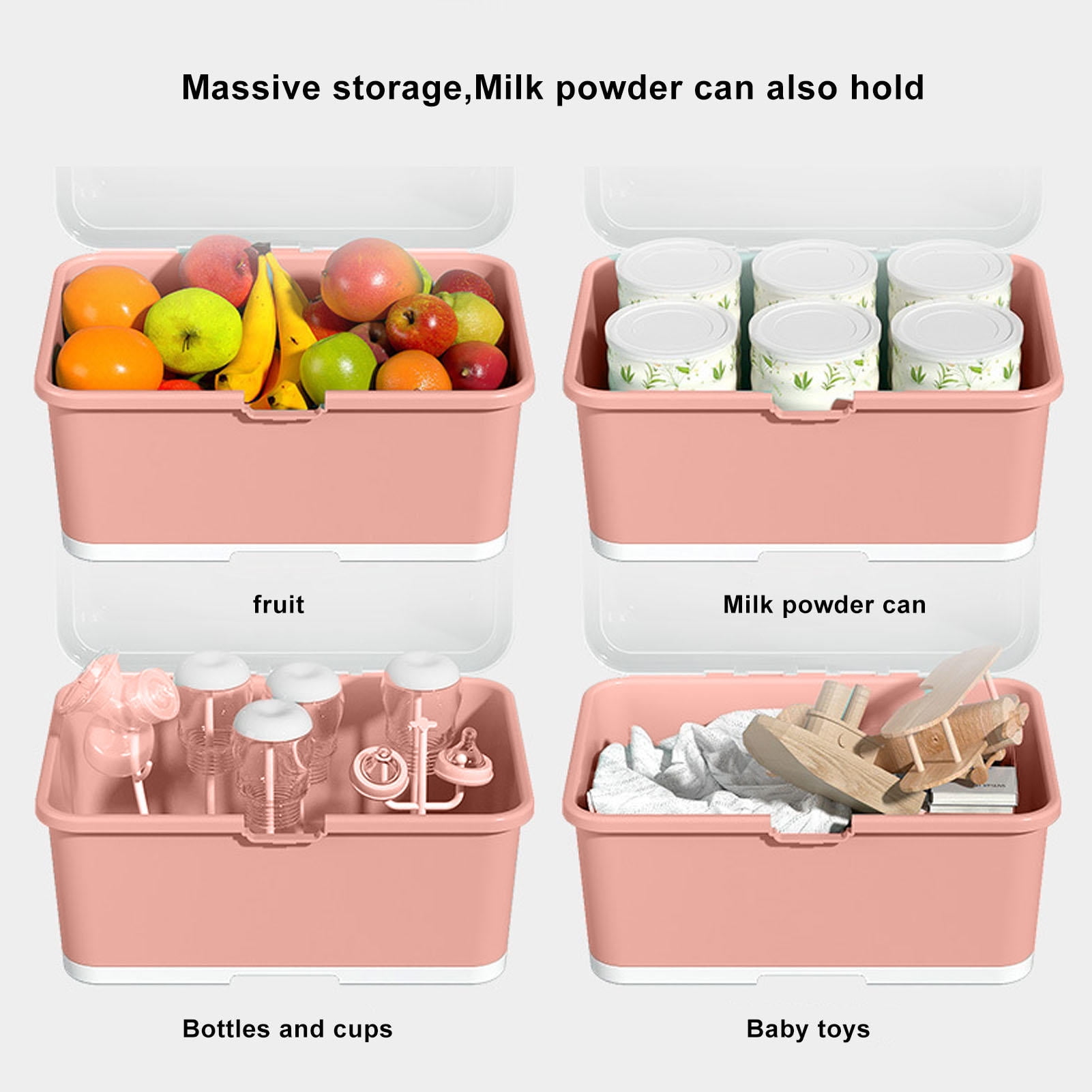 LAZIOEGR PP Baby Bottle Drying Rack - Portable Dust-Proof Sealed Storage Organizer for Bottles & Tableware (Pink)