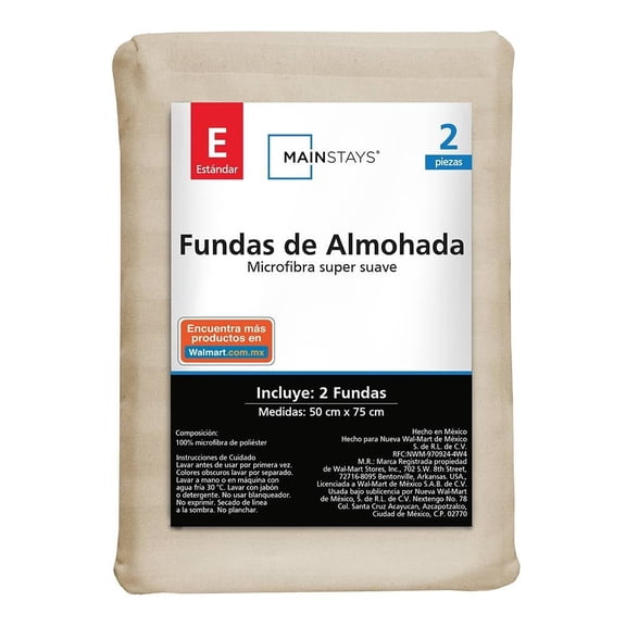 Fundas de Almohada Mainstays Estándar Liso Beige