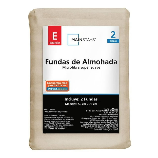 Fundas de Almohada Mainstays Estándar Liso Beige