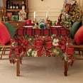 thumbnail image 3 of Nappe Rectangulaire de Noël - Nappe à Fleurs Rouges à Carreaux, Tissu Polyester Lavable pour Salle à Manger, Fêtes et Décorations de Vacances, 60 x 84 Pouces, 3 of 6