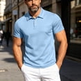 thumbnail image 3 of Klisyaur Mens Solid Color T Shirts Short Sleeve with Button Collared Tops Summer Lightweight Breathable Clothes, 3 of 5