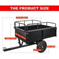 thumbnail image 4 of Lumiparty Heavy Duty Tow Behind ATV Trailer, 750 Lbs Steel Dump Cart Garden Carts with Removable Sides to Convert Into Flatbed, Metal Utility Wagon for Riding Lawn Mower Tractor, Black, 4 of 7