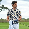 thumbnail image 6 of Vsdgher Daisy Floral Print Men's Short Sleeve Stretch Polo Shirt, Moisture-Wicking Performance Polo Shirt, 6 of 8