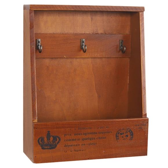 Nueva caja de madera creativa para guardar llaves y artículos diversos, ganchos para colgar llaves, colgador de pared retro, organizador de madera, decoración vintage para el hogar (color antiguo)