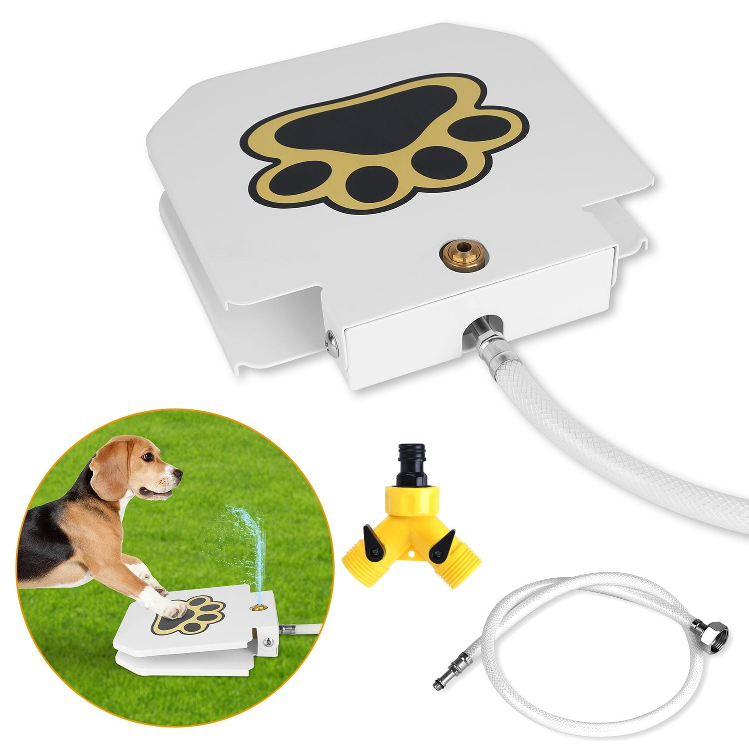 Outdoor Dog Water Fountain, Step-On Activated Pet Water Dispenser, Interactive Paw Pedal Sprinkler for Dogs, Automatic Fresh Water Feeder