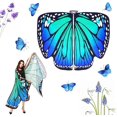 thumbnail image 1 of Chal de alas de mariposa Disfraz de mariposa para adultos Tela suave Bonitas alas de mariposa para mujer Accesorio de disfraz para carnaval/fiesta/baile/mascarada/Halloween - azul y verde, 1 of 5