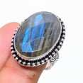 thumbnail image 2 of Natural Labradorite Gemstone Handmade 925 Sterling Silver Ring Size 8, 2 of 2