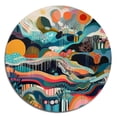 thumbnail image 2 of Designart "Aqua and Leaf Fusion" Minimalism Round Metal Art, 2 of 5