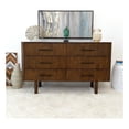 thumbnail image 2 of Ashcroft Stan Mid-Century Modern 6 Drawer Solid Wood Dresser, Walnut, 2 of 6