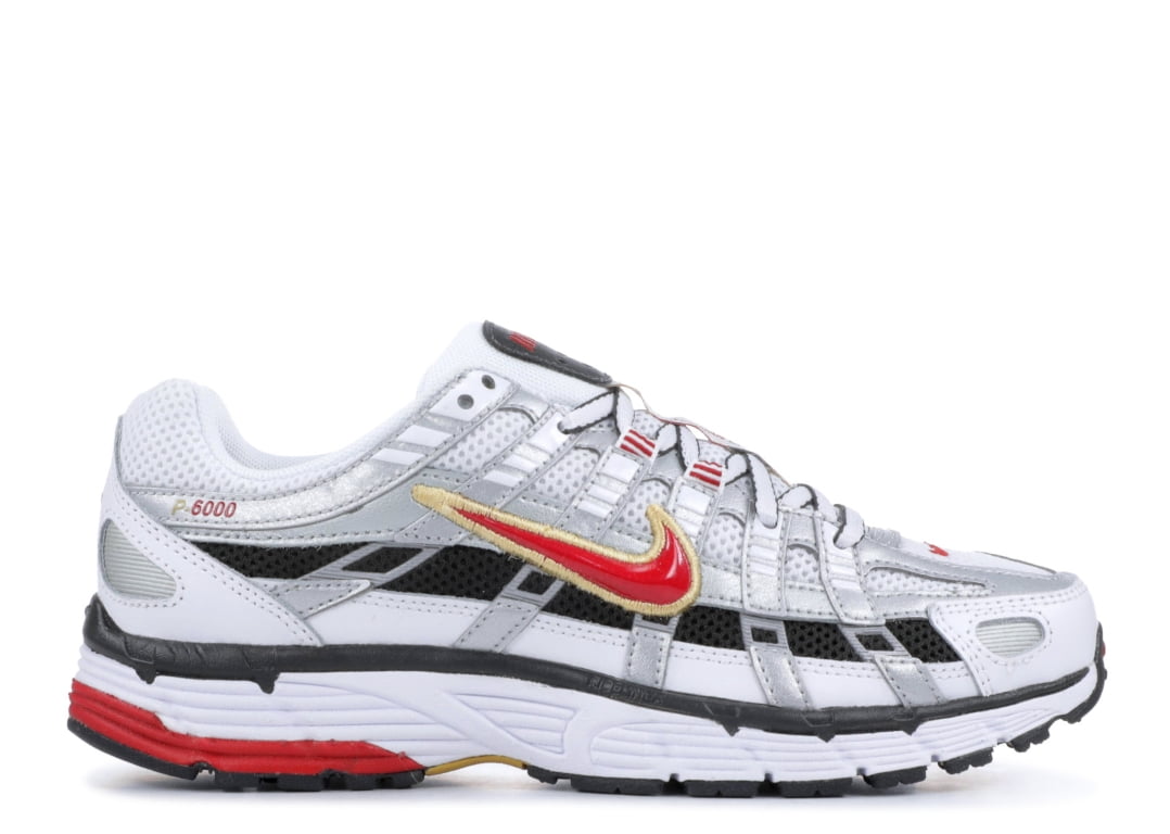 靴 nike p6000 (BV1021-101(T) NIKE P-6000) Nike P-6000 BV1021-101 White Metallic Platinum Red Running