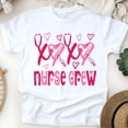 thumbnail image 1 of Nurse Crew T-Shirt with Pink Heart Stethoscope Design, White, Size 2XL, 1 of 6