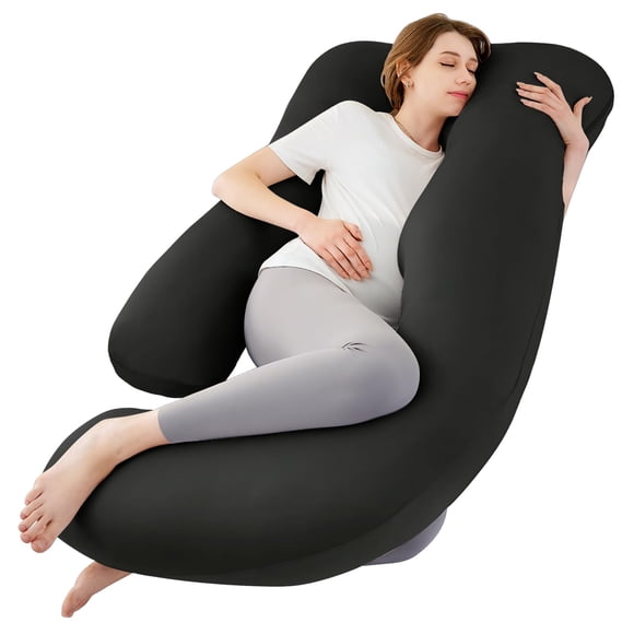 Almohada para Embarazo Sasttie 145x70 cm en Forma de U con Ventilación Negra