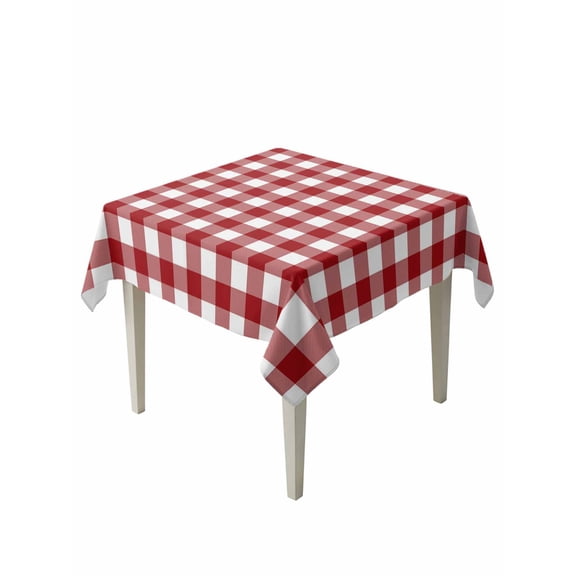Farmhouse Buffalo Plaid Table Cloth, Red White Checkered Waterproof Tablecloth for Square Tables, Reusable Washable Fabric Table Cover for Restaurant Kitchen Dining Tables 60"x60"