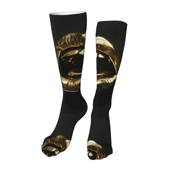 Honeii Golden Lips Modern Sculpture Print Calf Socks Sports Socks Seamless Toe, Trouser Socks,Knee High Long Socks for Women and Men-One Size