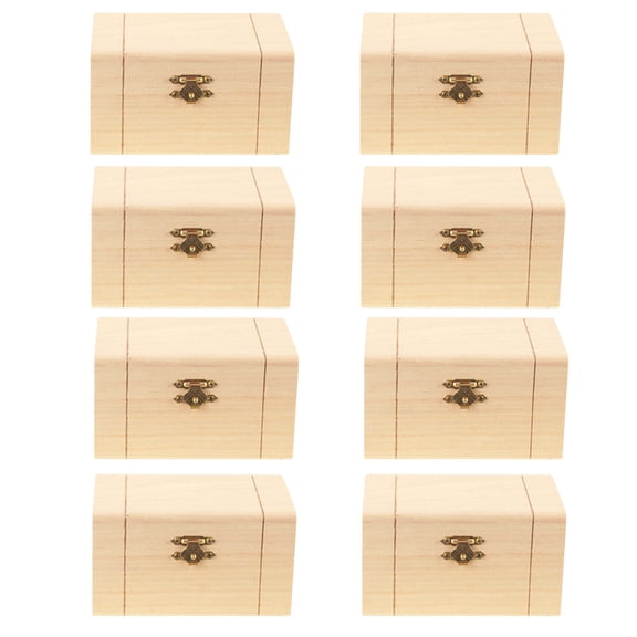 Unfinished Wooden Hinged Box by Make Market - Ready-To-Decorate Wood Box for Trinkets - Coins - Jewlery - Valuables - Bulk 8 Pack