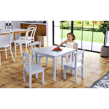 5pc Cambridge Collection Wood Table and Chairs White - Humble Crew
