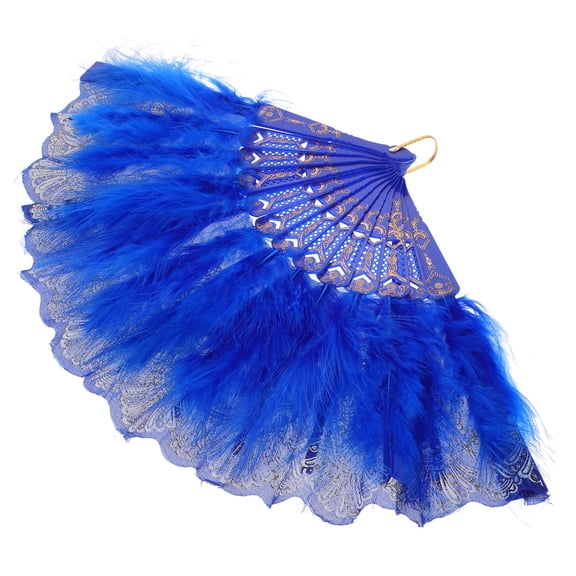 YUYUETIME Blue Decorative Chinese Folding Fan Lightweight Portable Hand Fan for ce Party Wedding Decoration