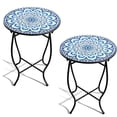 thumbnail image 1 of Lot de 2 Tables d'Appoint Rondes, Tables d'Appoint de Patio de 17 Pouces de Hauteur, Table d'Appoint Intérieure/extérieure en Métal Antirouille Résistant aux Intempéries pour Patio, Cour, Véranda, Balcon, 1 of 7