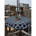 thumbnail image 6 of Outdoor Tablecloth with Umbrella Hole, Navy Blue Morocco Spillproof Waterproof Outdoor Table Cover, Modern Farmhouse Minimalist Plaid Patio Tablecloths for Party/Garden/Picnic, Round 54 inch, 6 of 9