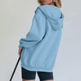 thumbnail image 4 of Long Hoodies for Women Zip Up Hoodie With Ear Hat Fashionable Loose Casual Long Sleeved Top Shoulder Down Long Sleeved Sweatshirt Long Sleeve Outwear Coat Fall Outfits 2025 Light Blue,S, 4 of 9