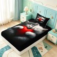 thumbnail image 4 of meiyoeat Cute Kitten Heart Twin Sheets,Cartoon Print Bedding,3 Pieces1 Flat Sheet, 1 Fitted Sheet and 1 Pillowcase, 4 of 6