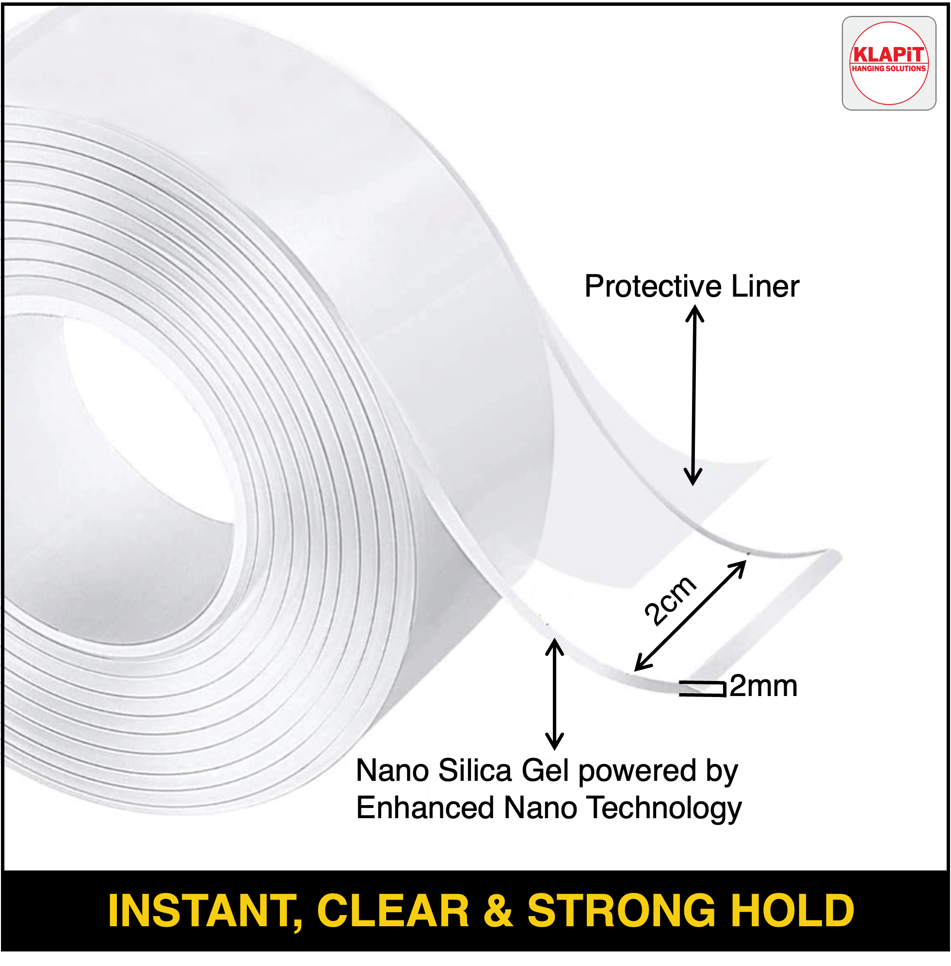 KLAPiT Super Tape Tough KST Tough 5m Clear Double Sided Heavy Duty Waterproof Mounting 1 Pack 197"