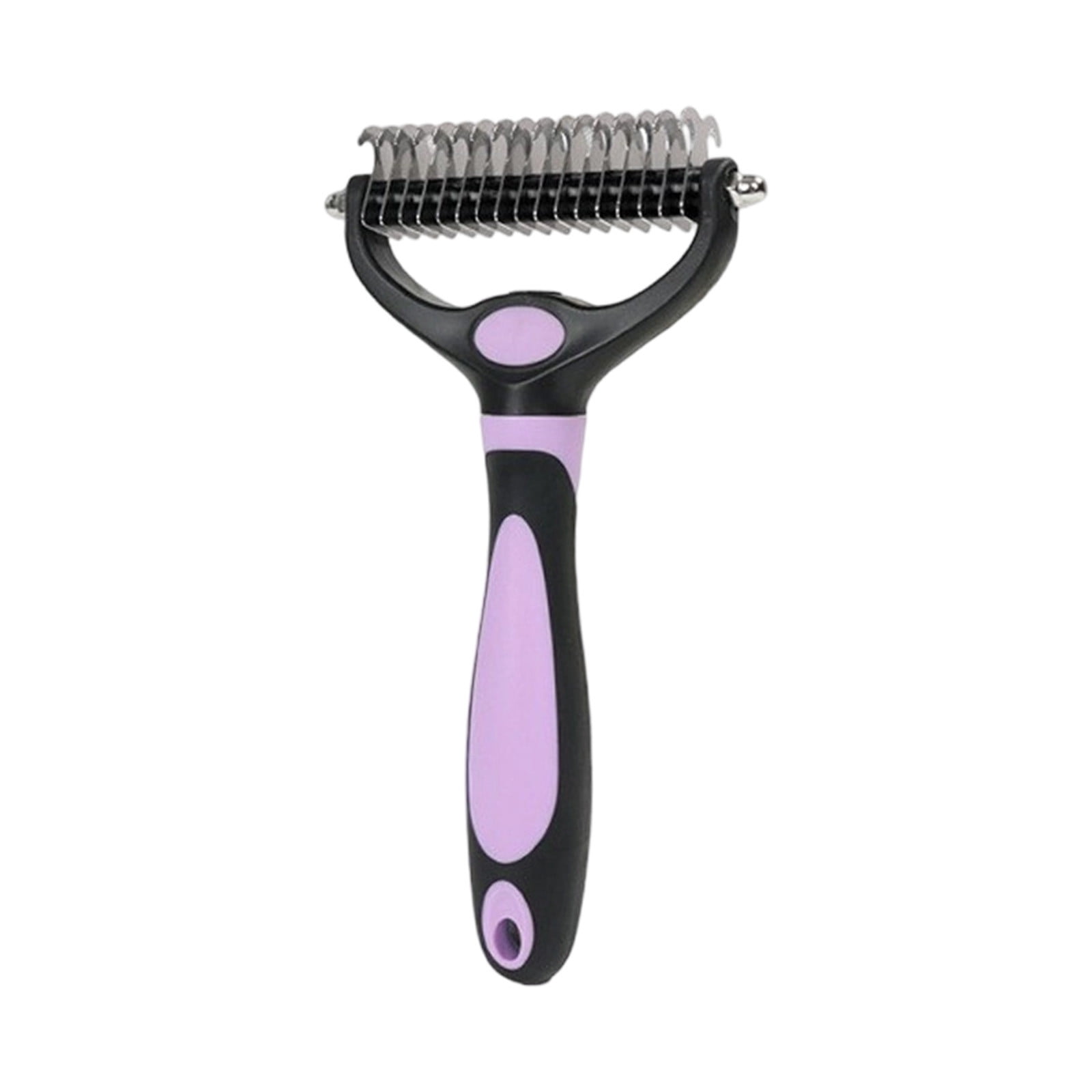 Double Sided Pet Grooming Brush for Cats Dogs Gentle on Coat Deshedding Comb Removes Loose Hair Tangles Purple