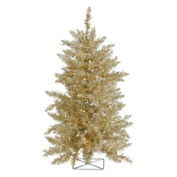 Vickerman 2 ft. Full Prelit Christmas Tree Champagne