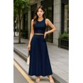 thumbnail image 2 of Moomaya Womens 2 Pcs Skirt Set - Sleeveless Crop Top and High Waisted Flared Maxi Skirt - Soft Viscose Jersey Co-ord Outfit, 2 of 6