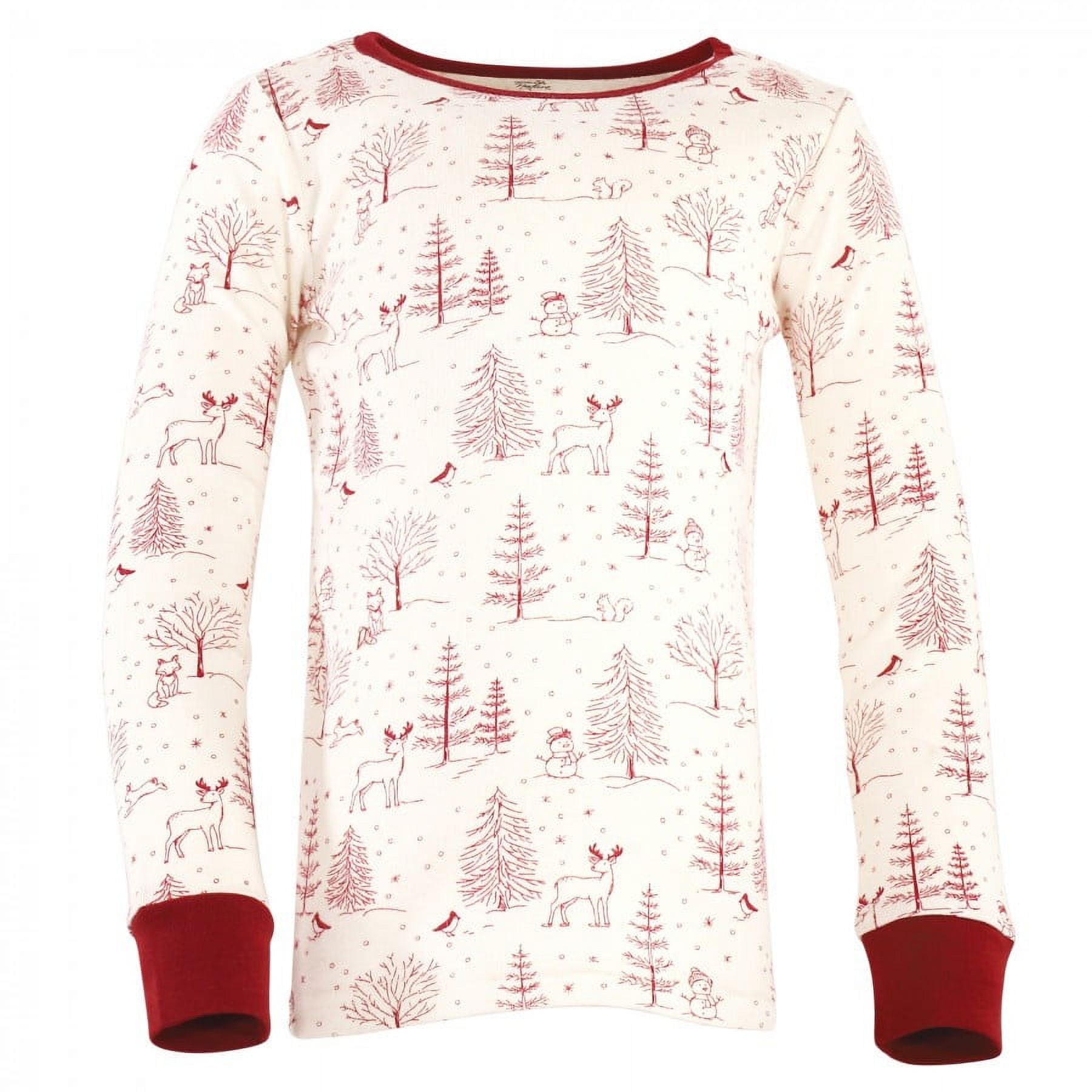 Touched by Nature Baby, Toddler and Kids Unisex Organic Cotton Tight-Fit Pajama Set, Winter Woodland, 6 Years