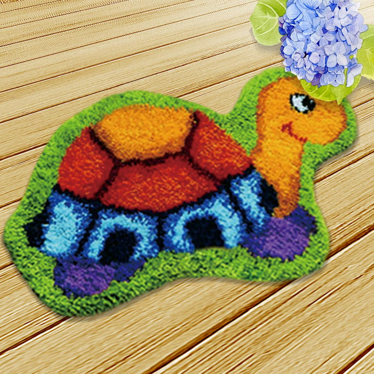 Latch Hook Rug s work Punch 50x36cm for Kids Adults Beginners Embroidery  Carpet Supplies DIY Crochet Sewing Craft , Turtle 