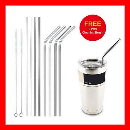 8 x Stainless Steel Metal Drinking Straw Straws Bent Reusable + 2 (Best Struts For The Money)