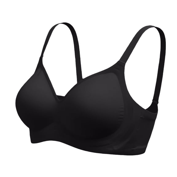 Gkeoshab Women's Bras Women Push-Up Anti-Sag Seamless Wireless Bra with Soft Lift and Support Black L