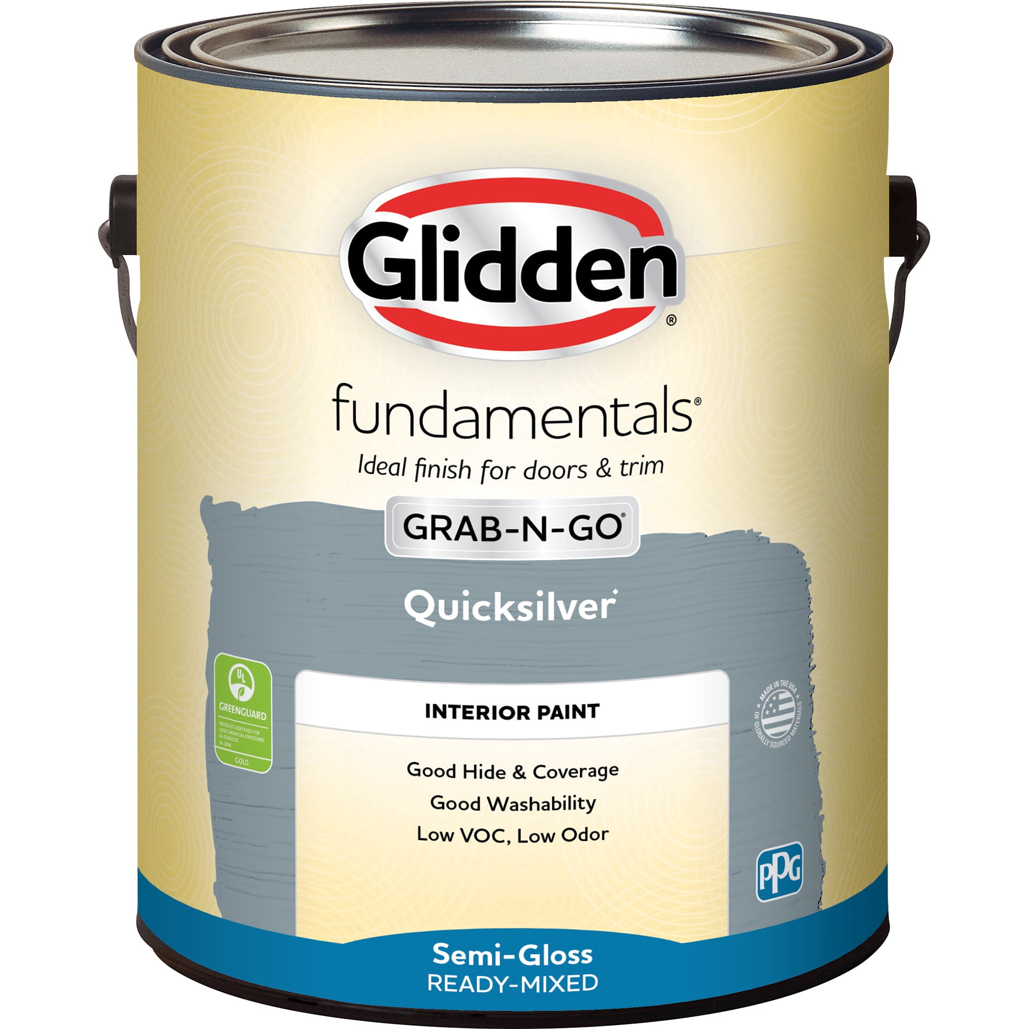 Glidden Fundamentals Grab-N-Go Quicksilver / Blue, Semi-Gloss Interior Paint, 1 Gallon