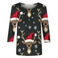 thumbnail image 2 of Bzhegqhd 3/4 Length Sleeve Tops for Women Christmas Printed Blouse Round Neck Pullover T-shirts Loose Fit Casual Fashion Tee Holiday Party Wear Soft Comfortable Gift, 2 of 5