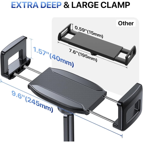WEIFEI-[2025 Latest Upgraded Cup Holder Tablet Mount for Car, [High-Rise Clamp Arm] Adjustable Long Neck Car Tablet Holder Compatible with iPad, Pro, Air, Mini & All 6.1-12.9" Tabs