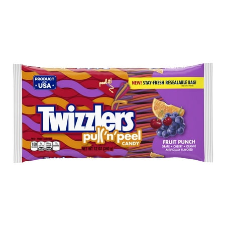 Twizzlers, Pull 'n' Peel Fruit Punch Licorice Chewy Candy, 12 (Best Black Licorice Candy)