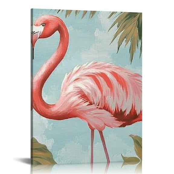 ZFLMY Flamingo Tropical Art Deco Modern Canvas Prints Wall Art, Home Decor for Living Room Bedroom Office, Ready to Hang 12x16in
