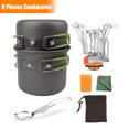 thumbnail image 4 of Juego de utensilios de cocina al aire libre Camping Picnic Portátil Cocinar Potilla Pan 2-3 personas Montañismo Reutilizable Aluminio Aleación Estufa Burner Green Inevent OD003577-02, 4 of 7