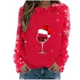 thumbnail image 1 of Blouses pour Femmes, Hauts de Noël pour Femmes, Mode Féminine de Noël Décontractée Imprimée Col Rond Manches Longues Chandail Blouse, 1 of 4