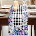 thumbnail image 3 of Table Runners 72 Inches Long Dress Scarves, Spring Flowers Farmhouse Kitchen/Dining Table Runner, Coffee Tablerunners, Watercolor Blossom Floral Black Plaid 14x72 Inch, 3 of 9