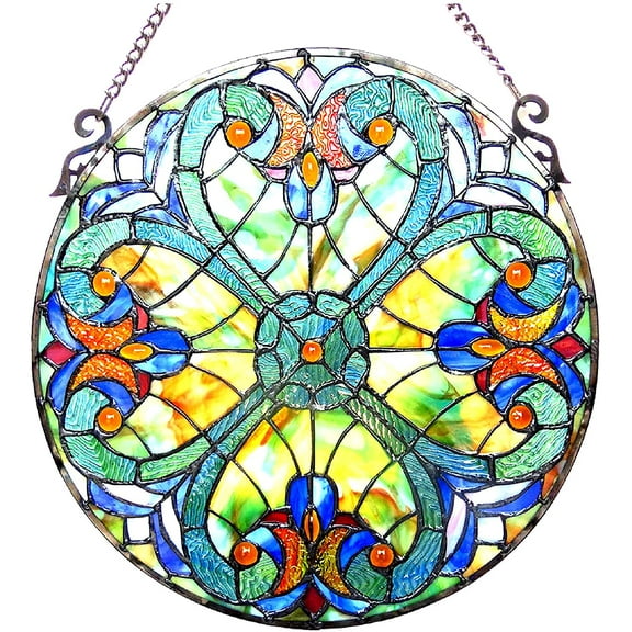 RADIANCE Goods Tiffany-Glass Victorian Window Panel 20"