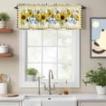 thumbnail image 2 of Yellow Sunflowers Floral Valance Curtain for Windows Pastoral Wildflowers Leaf Black Plaid Rod Pocket Curtain Valances Short Window Treatments for Kitchen Bathroom Laundry Basement 56 x 16 Inch, 2 of 9