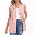 thumbnail image 4 of Vestes d'Automne et d'Hiver pour Femmes, Cardigan Sans Manches Décontracté à devant Ouvert, Gilet à Simple Boutonnage avec Poches Rose, 4 of 7