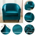 thumbnail image 6 of Eurhowing Stretchable Tub Chair Slipcover, 2-Piece Velvet Soft Armchair Cover with Cushion Cover, Elastic Fit Club Chair Sofa Couch Slipcover, 1-Pack, Blue, 6 of 11