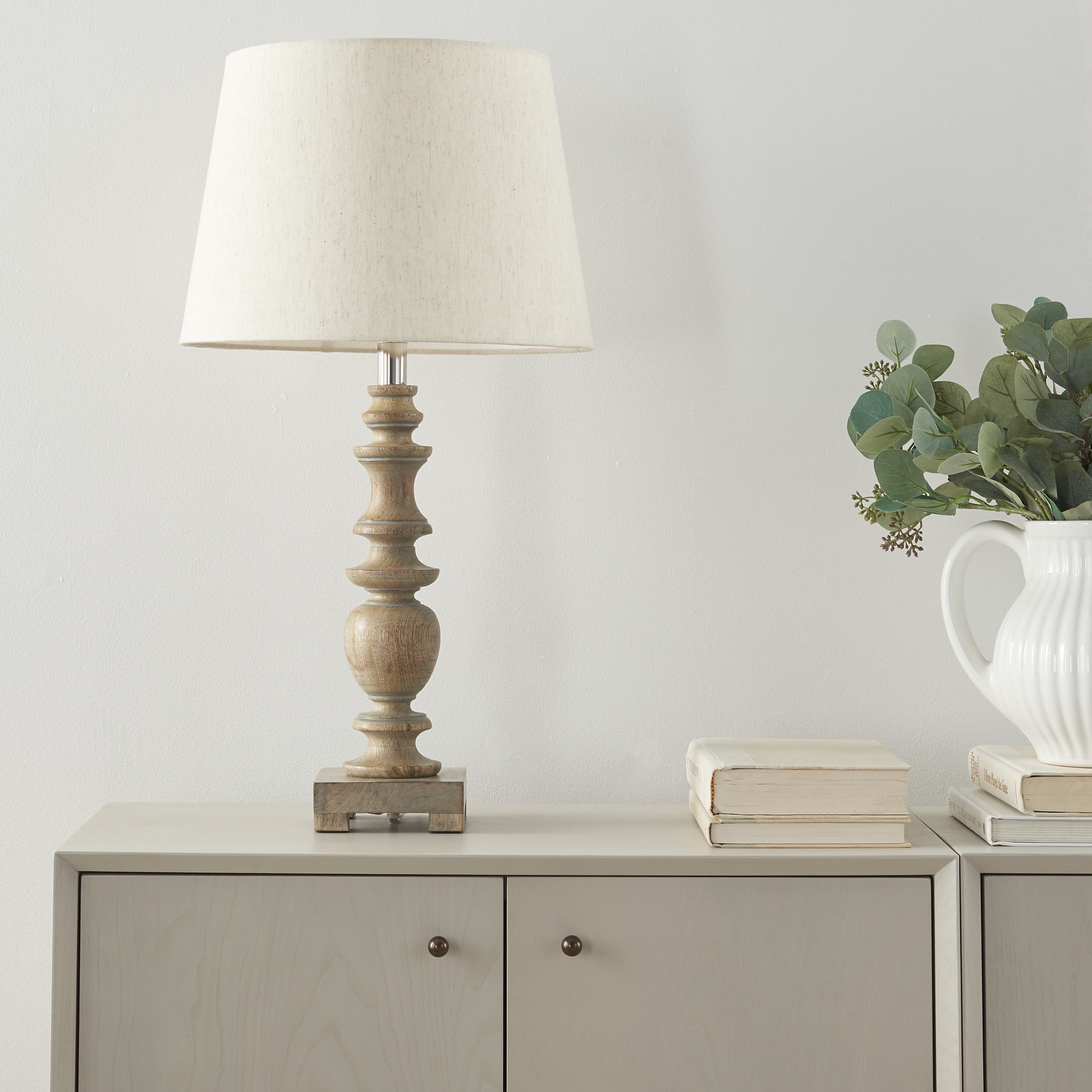 Nourison 24" Natural Wood Table Lamp, Farmhouse, Traditional ...