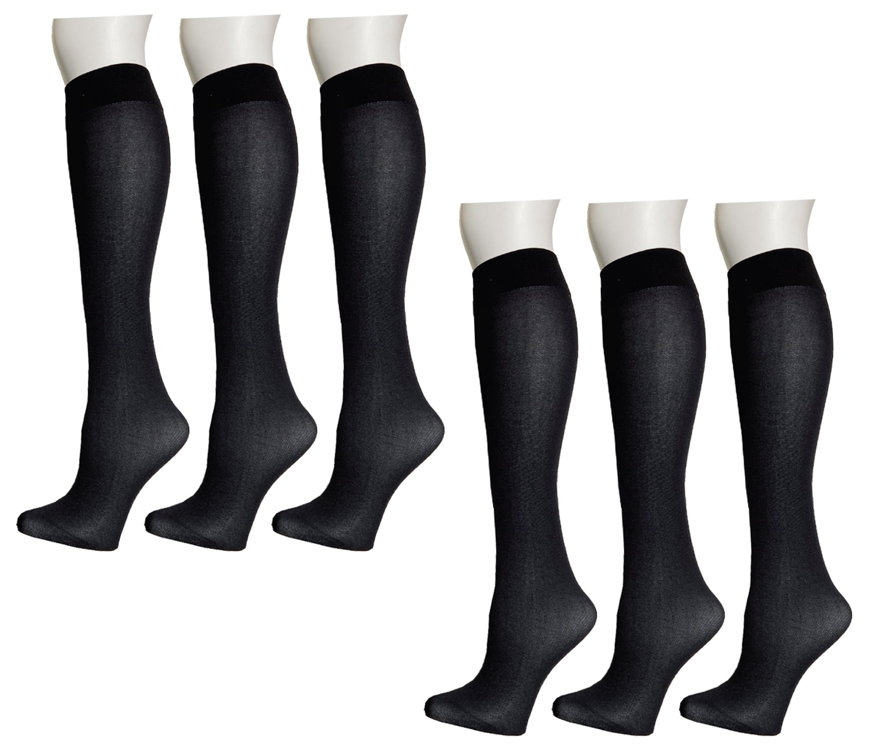 Badgley Mischka 6 Pack Plus Size Fashion Trouser Socks, Solid Black