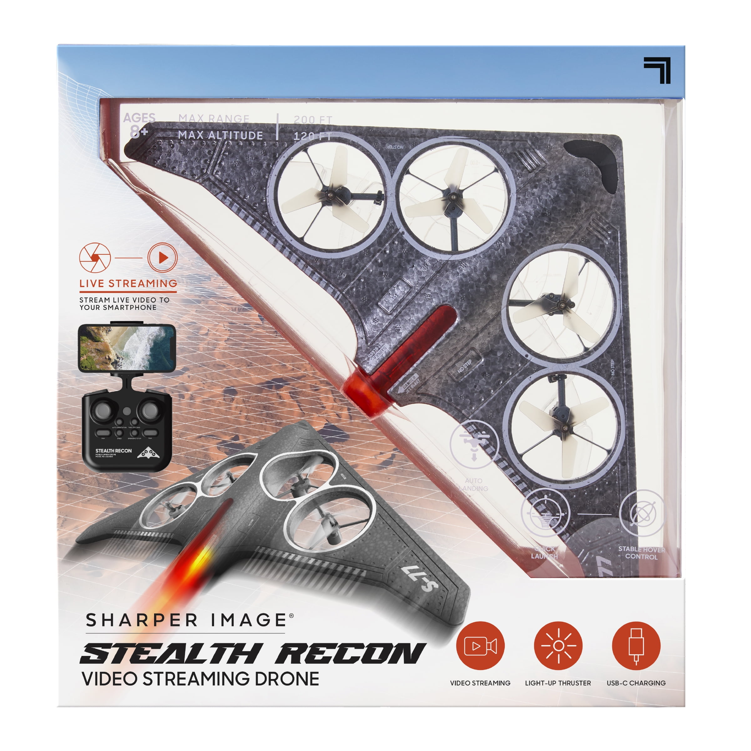 Sharper Image® Stealth Recon Video Drone with Live Streaming Camera