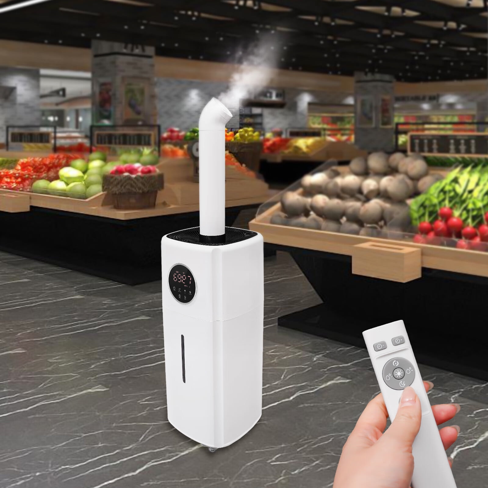 Aiqidi 21L/5.5GAL Commercial Humidifier Whole-House Style Industrial Large Room Humidifier 3 Speed Quiet with Four-Way Nozzle