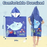 Hooded Bath Towel for Kids, Quick Dry Poncho Beach Towel for Boys Girls 2-4 Years Old(Blue)